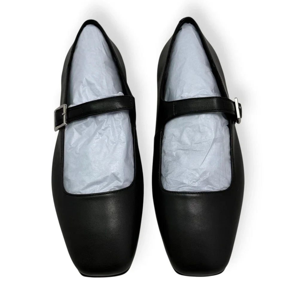 NIB Jeffrey Campbell Mary Jane Flats Anthropologie Black Leather Sz 8 Elise 2